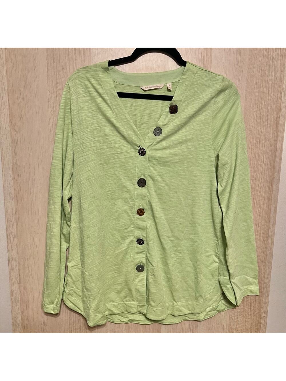 Soft Surroundings Green Long Sleeved Top